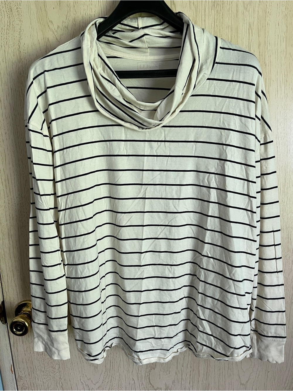 L.L. Bean Striped Loose Fit Cowl Neck Turtleneck Sz Large